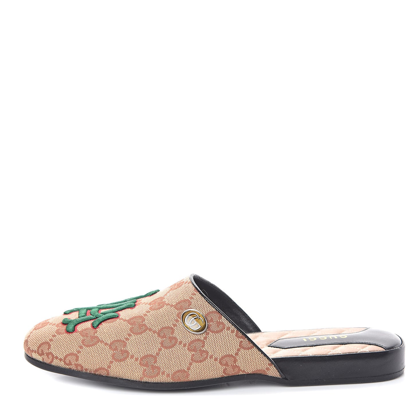 X MLB GG Monogram LA Dodgers Embroidered Womens GG Slippers 37 Beige Ruggine