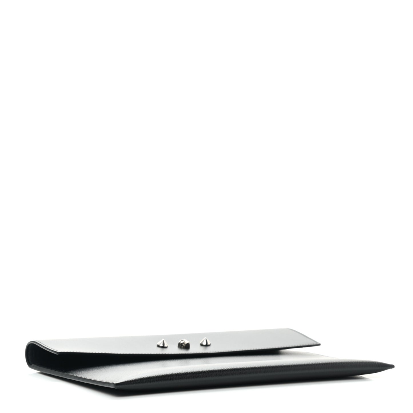 Calfskin Skull Stud Envelope Clutch Black