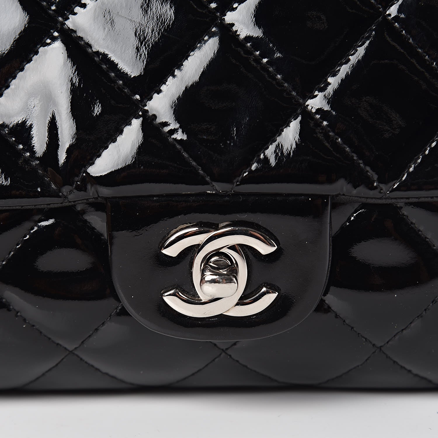 Chanel Patent Quilted Clutch with Chain Flap Black 9 of 9