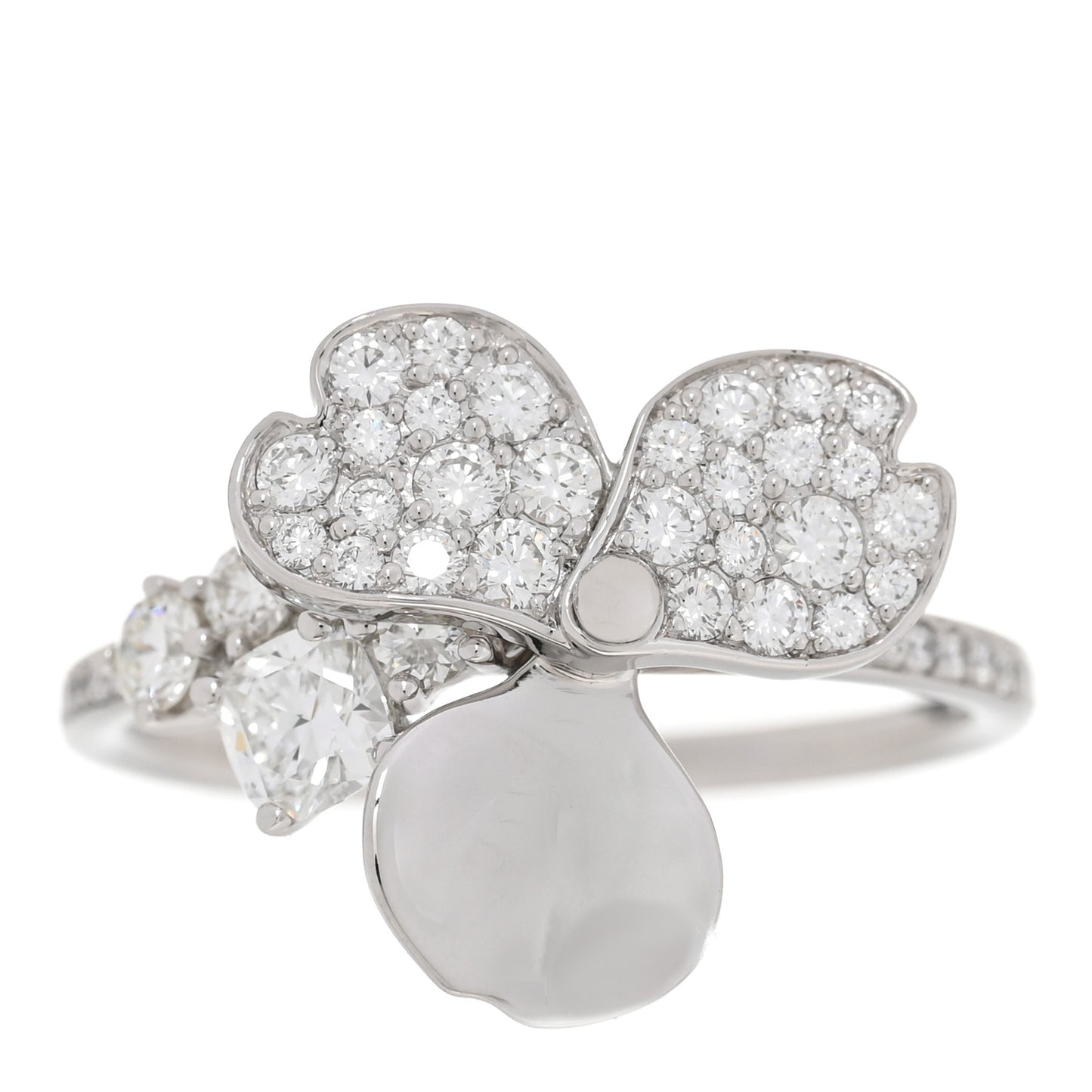 Platinum Diamond Paper Flowers Mixed Cluster Ring 52 6