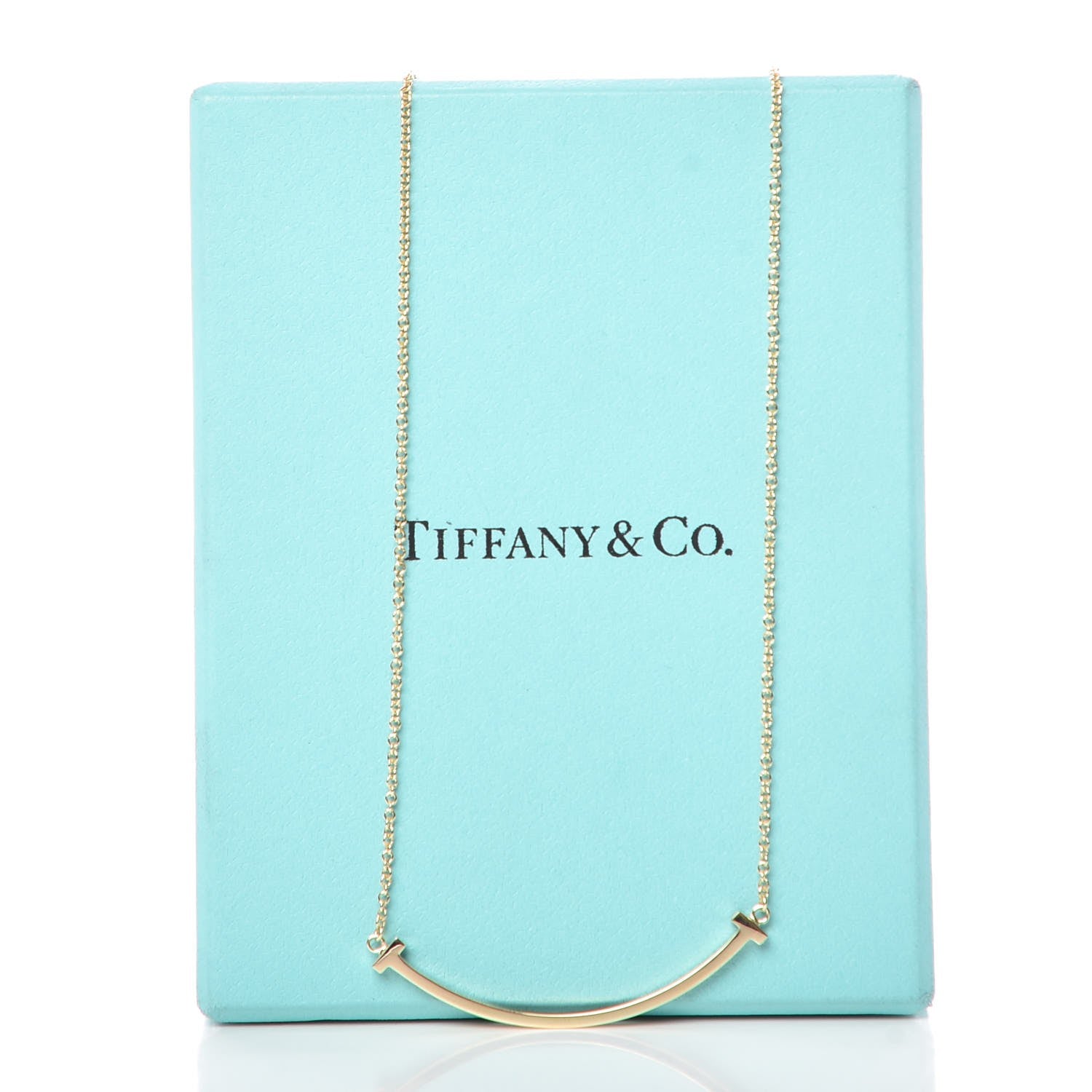 Tiffany 18K Yellow Gold Small T Smile Pendant Necklace 7 of 7