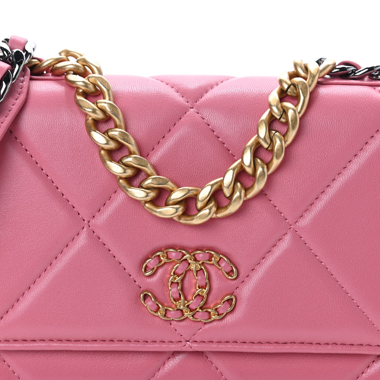 Chanel Lambskin Quilted Chanel 19 Wallet On Chain WOC Pink 8 of 10