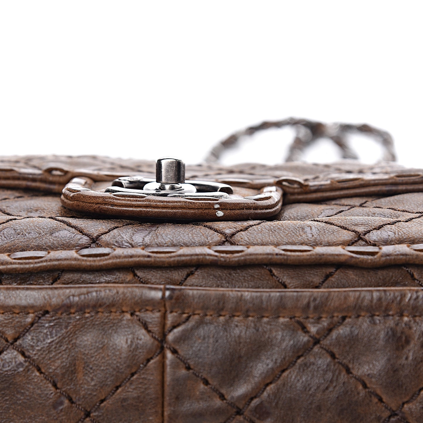 Aged Crumpled Calfskin Small Vintage Flap Brown