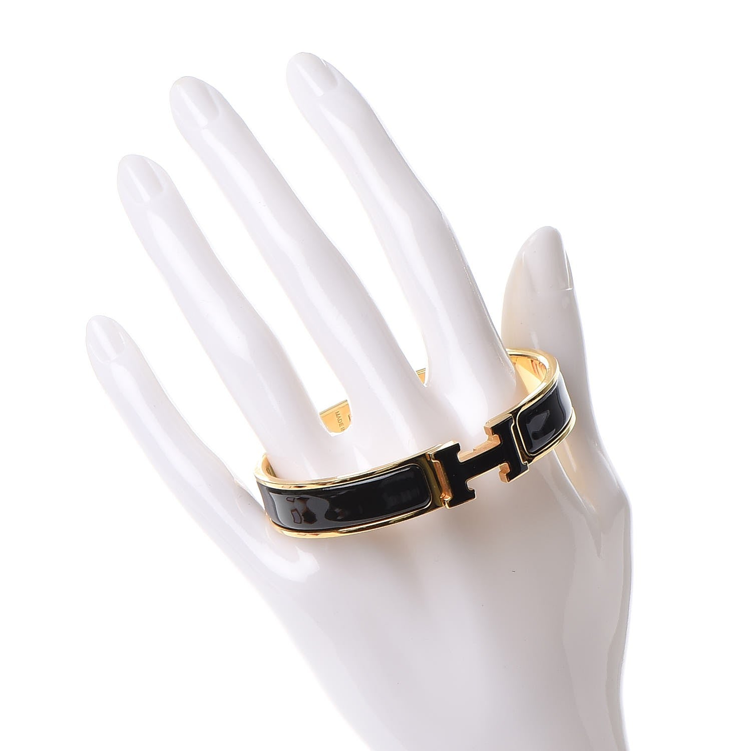 Hermes Enamel Narrow Clic Clac H Bracelet GM Black 2 of 6