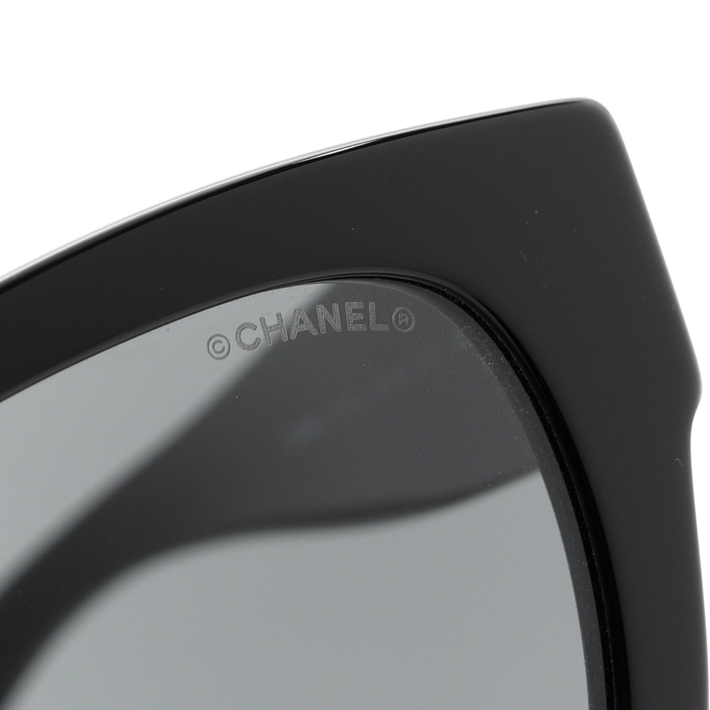 Acetate Square CC Heart Sunglasses 5478-A Black