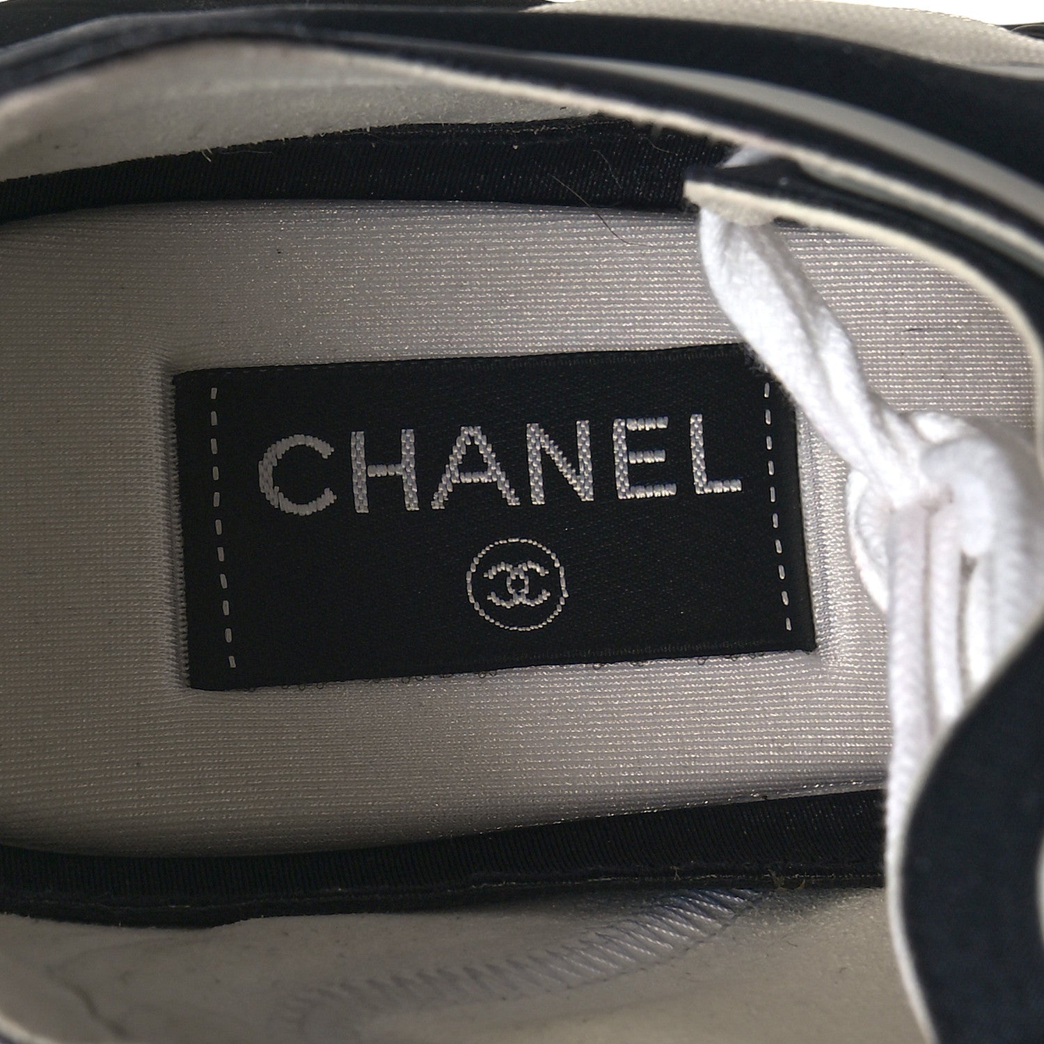 Chanel Lycra Womens CC Sneakers 41 White Black 7 of 7