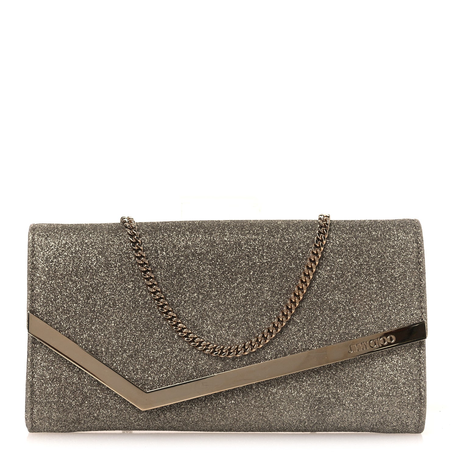 Jimmy Choo Dusty Glitter Emmie Clutch Platinum Ice 1 of 11