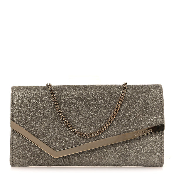 Jimmy Choo Dusty Glitter Emmie Clutch Platinum Ice 1842184