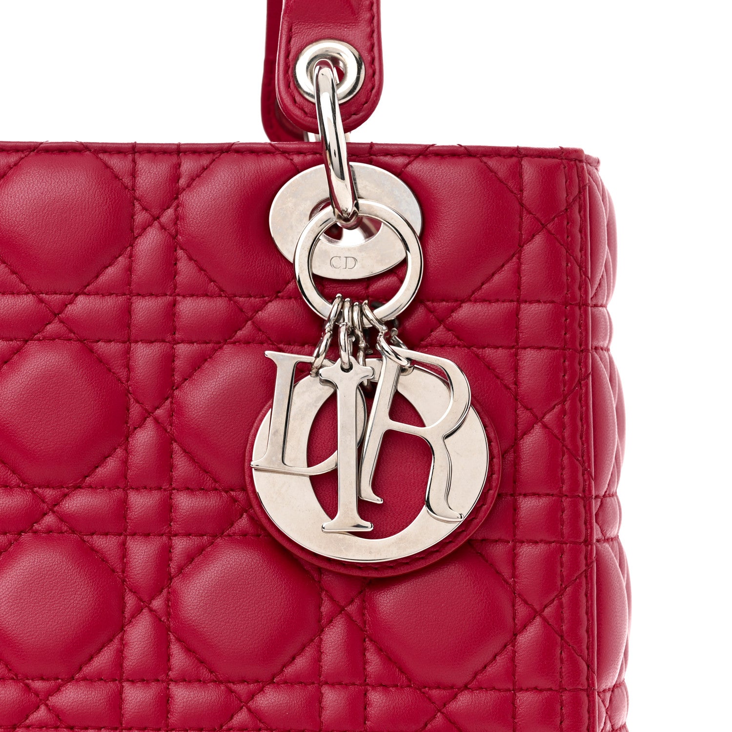 Christian Dior Lambskin Cannage Medium Lady Dior Fuchsia 7 of 9