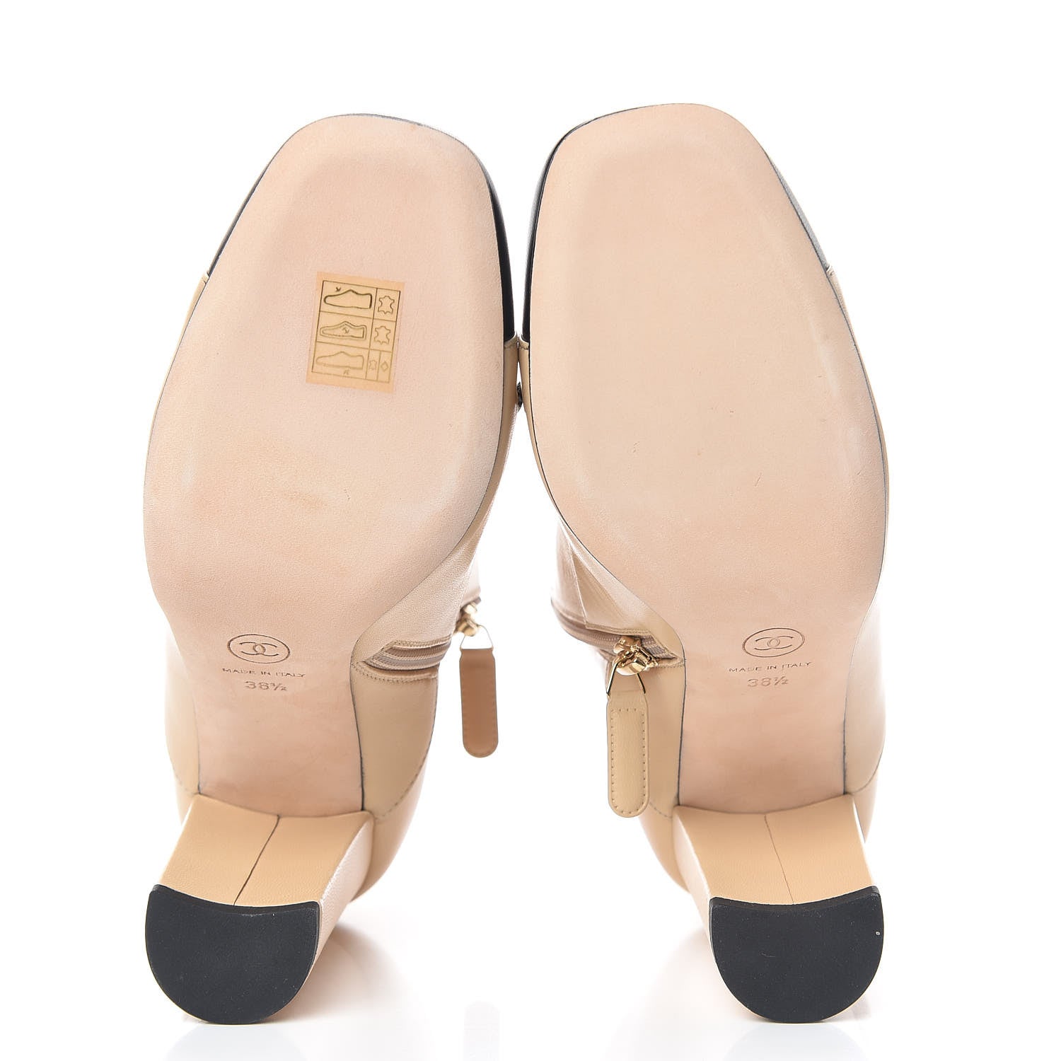 Chanel Lambskin CC Chain Cap Toe Short Boots 38.5 Beige Black 7 of 15