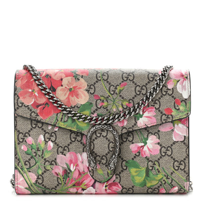 Gucci GG Supreme Monogram Blooms Mini Dionysus Chain Wallet Beige Multicolor Dry Rose 1 of 11