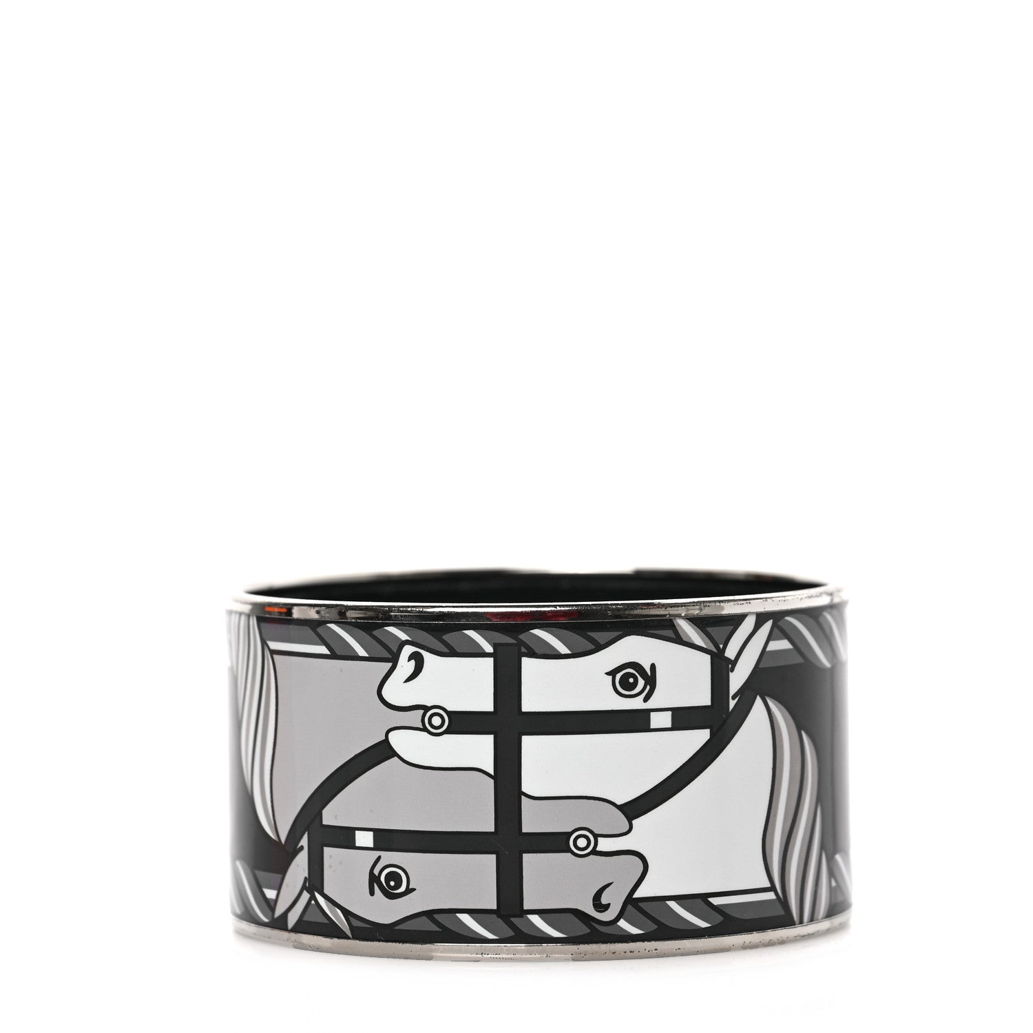 Hermes Enamel Printed Quadrige Extra Wide Bangle 70 1 of 5