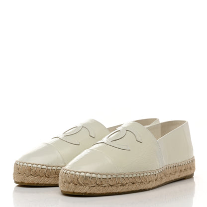 Chanel Distressed Patent CC Espadrilles 40 White 3 of 8