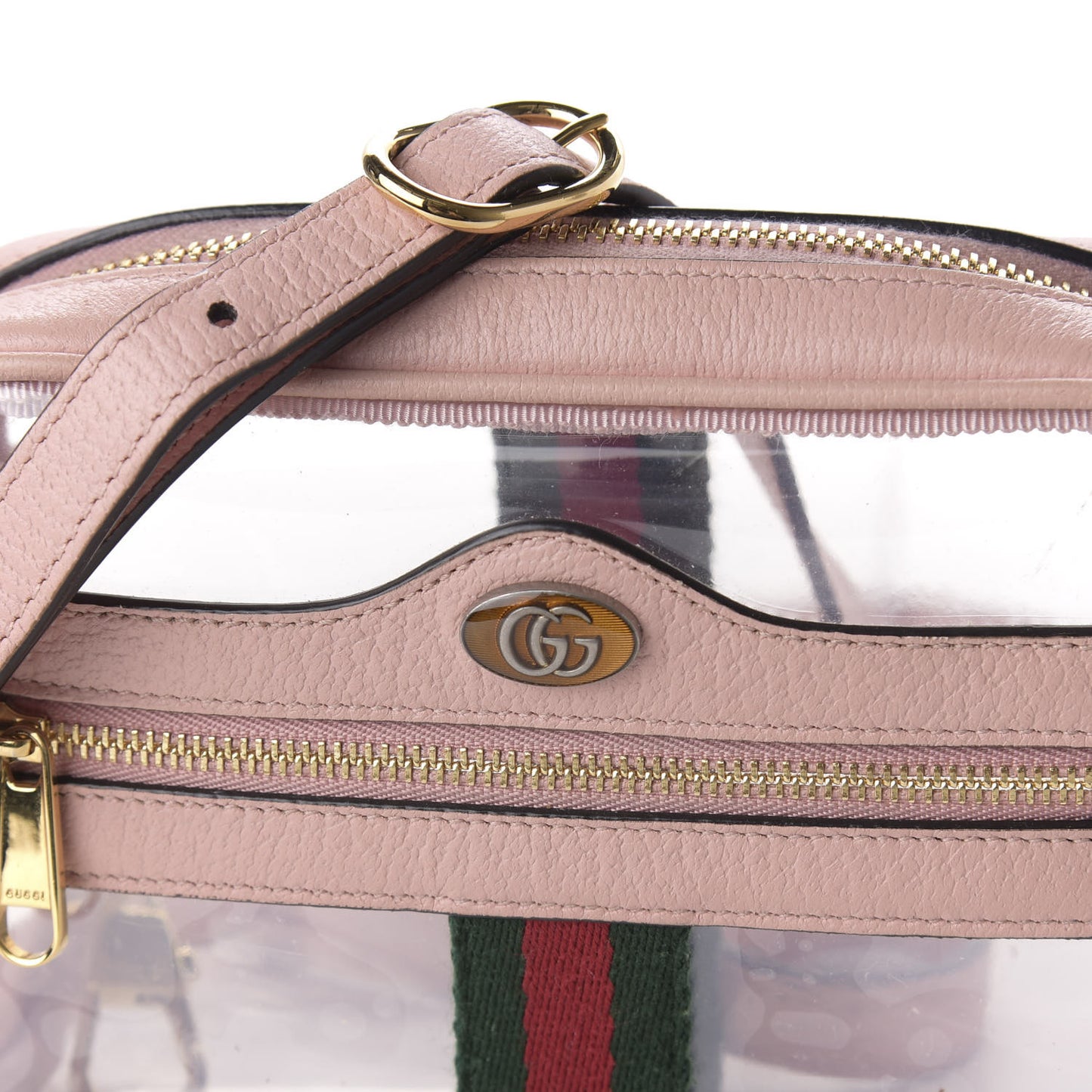 Vinyl Web Mini Ophidia Transparent Shoulder Bag Perfect Pink