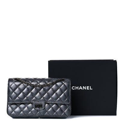 Chanel Metallic Crumpled Calfskin Quilted 2.55 Reissue 226 Flap Charcoal 12 of 12