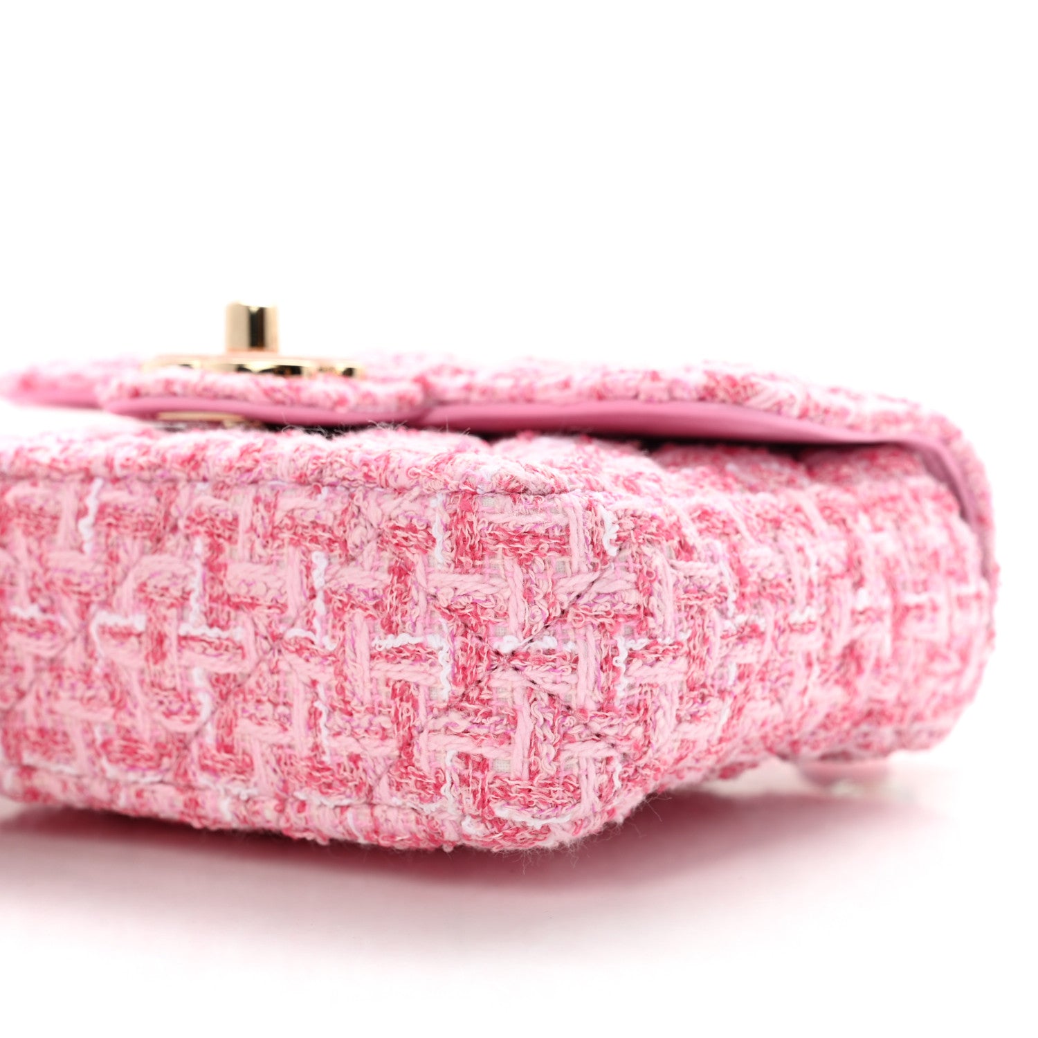 Chanel Tweed Resin Quilted Mini Heart Square Flap Pink White 8 of 8