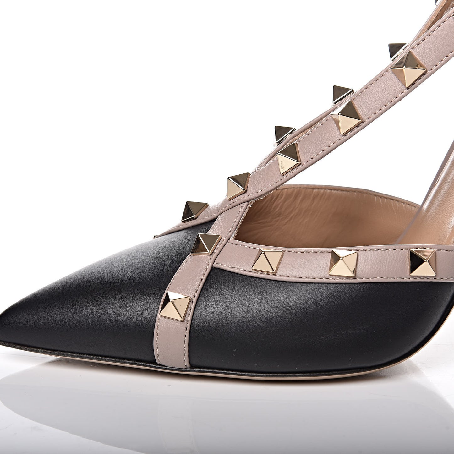 Nappa Rockstud Cross Strap D'Orsay 105mm Pumps 38 Black Poudre