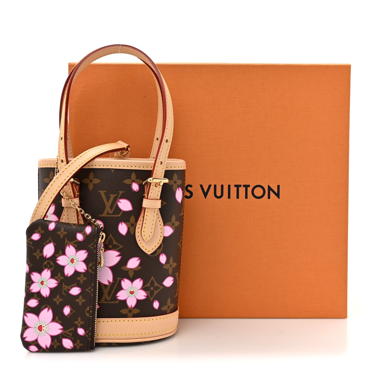 LV X TM Monogram Cherry Blossom Nano Bucket Sakura Brown