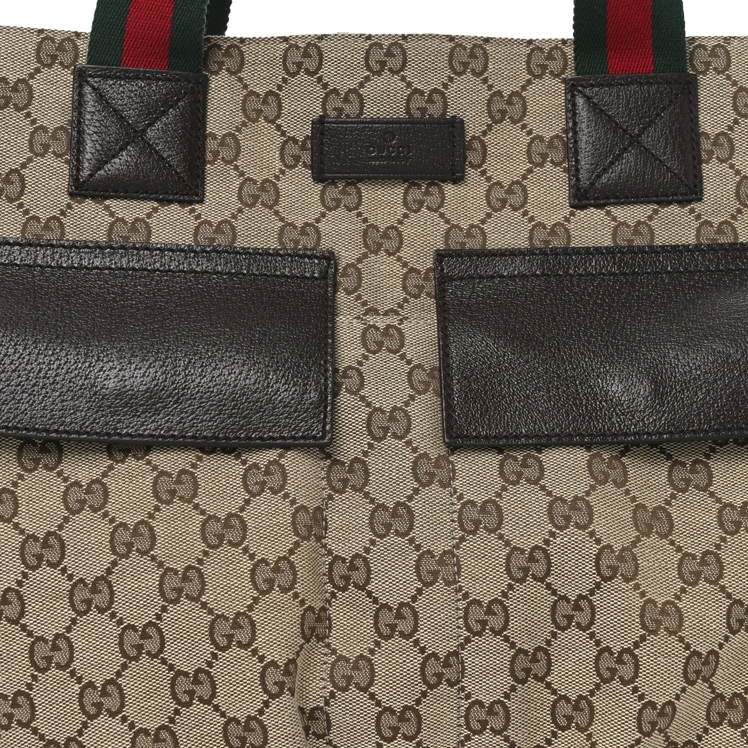 Gucci GG Monogram Medium Web Handle Double Pocket Tote Brown 8 of 10