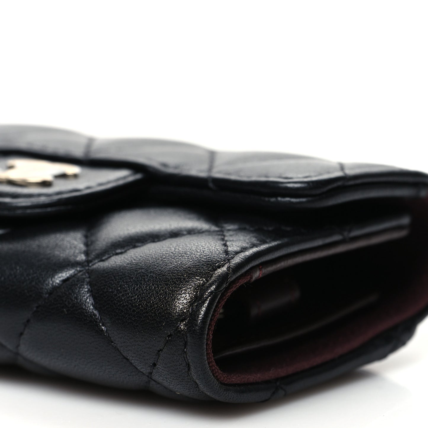 Lambskin Quilted Classic 4 Key Holder Wallet Black