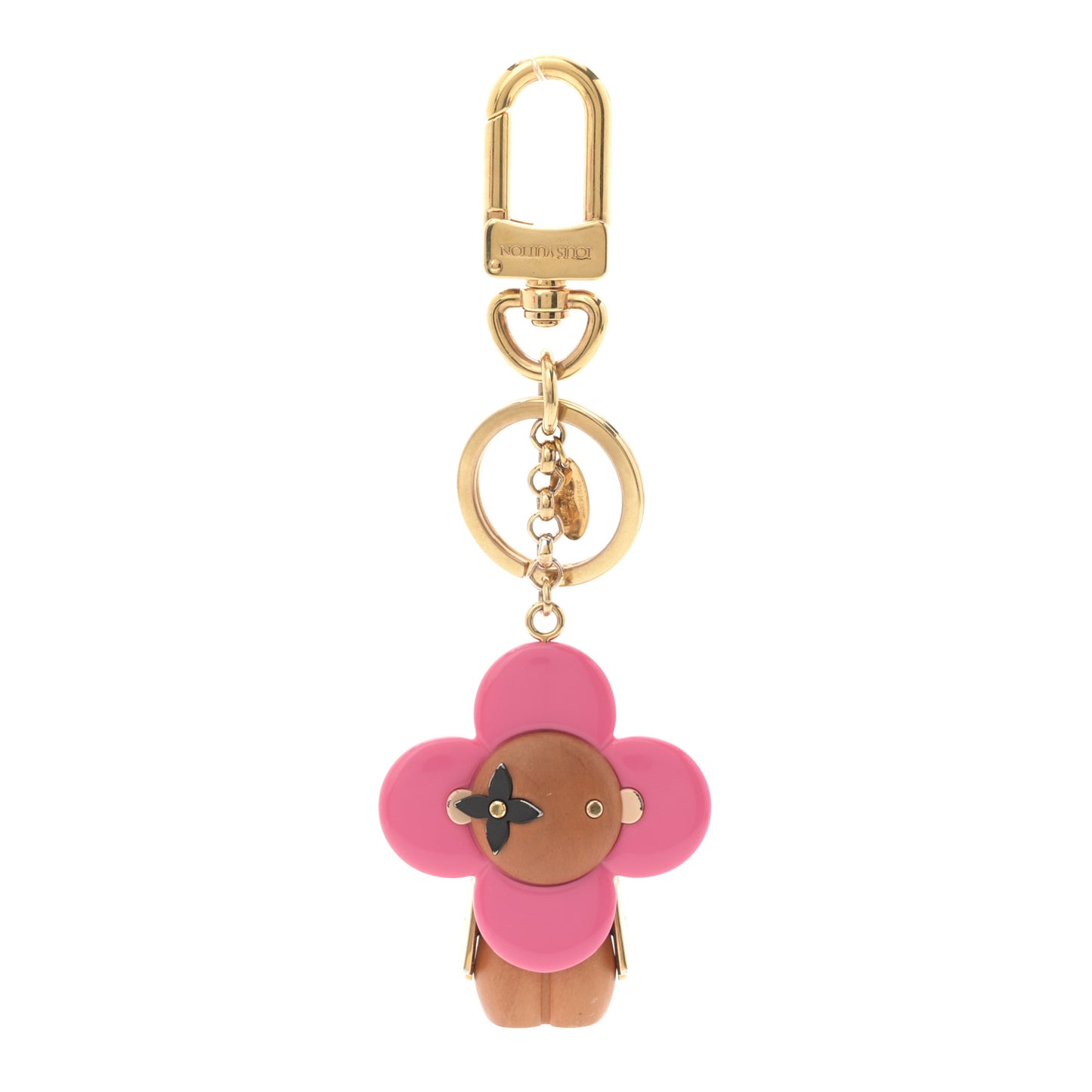 Wood Monogram Vivienne Puppet Bag Charm Key Holder Pink