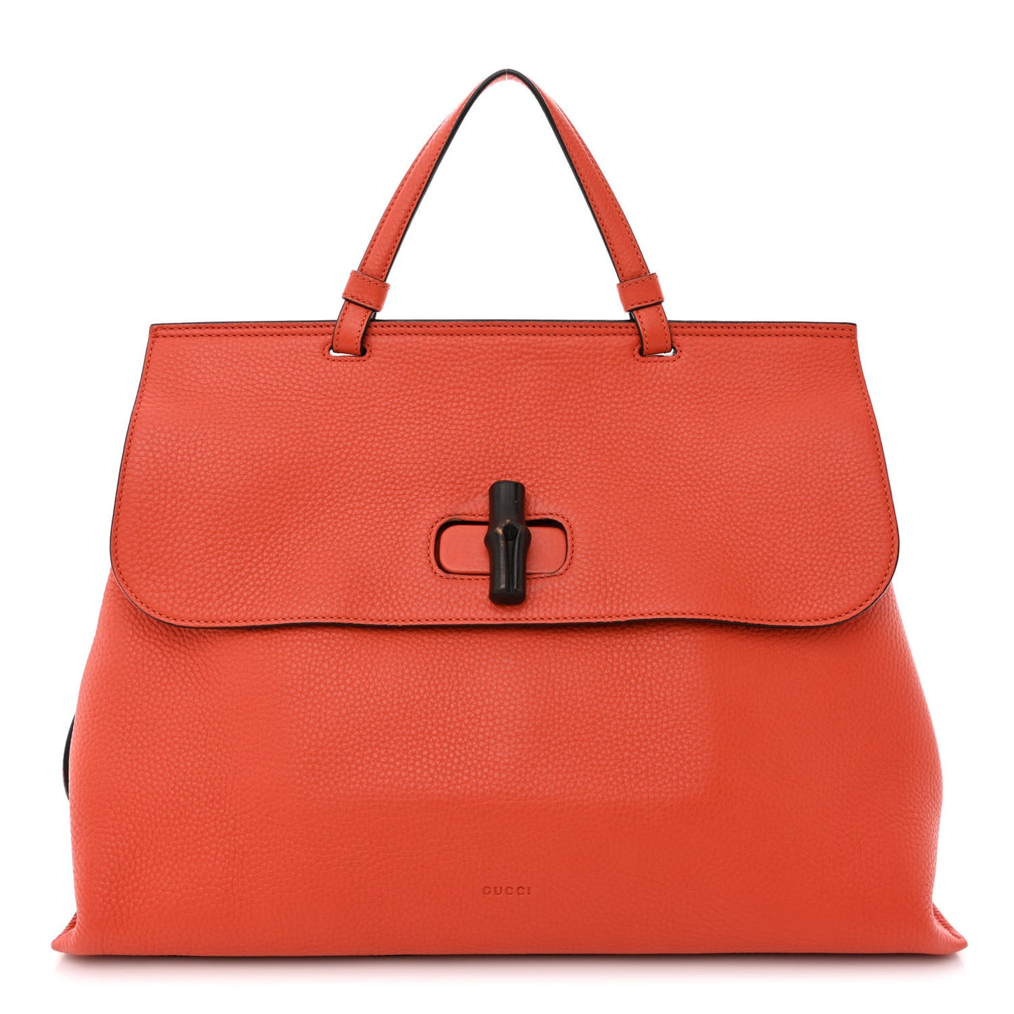 Cellarius Calfskin Large Bamboo Daily Top Handle Bag New Dark Orange