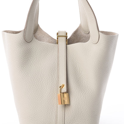 Hermes Taurillon Clemence Picotin Lock 18 PM Beton 9 of 9