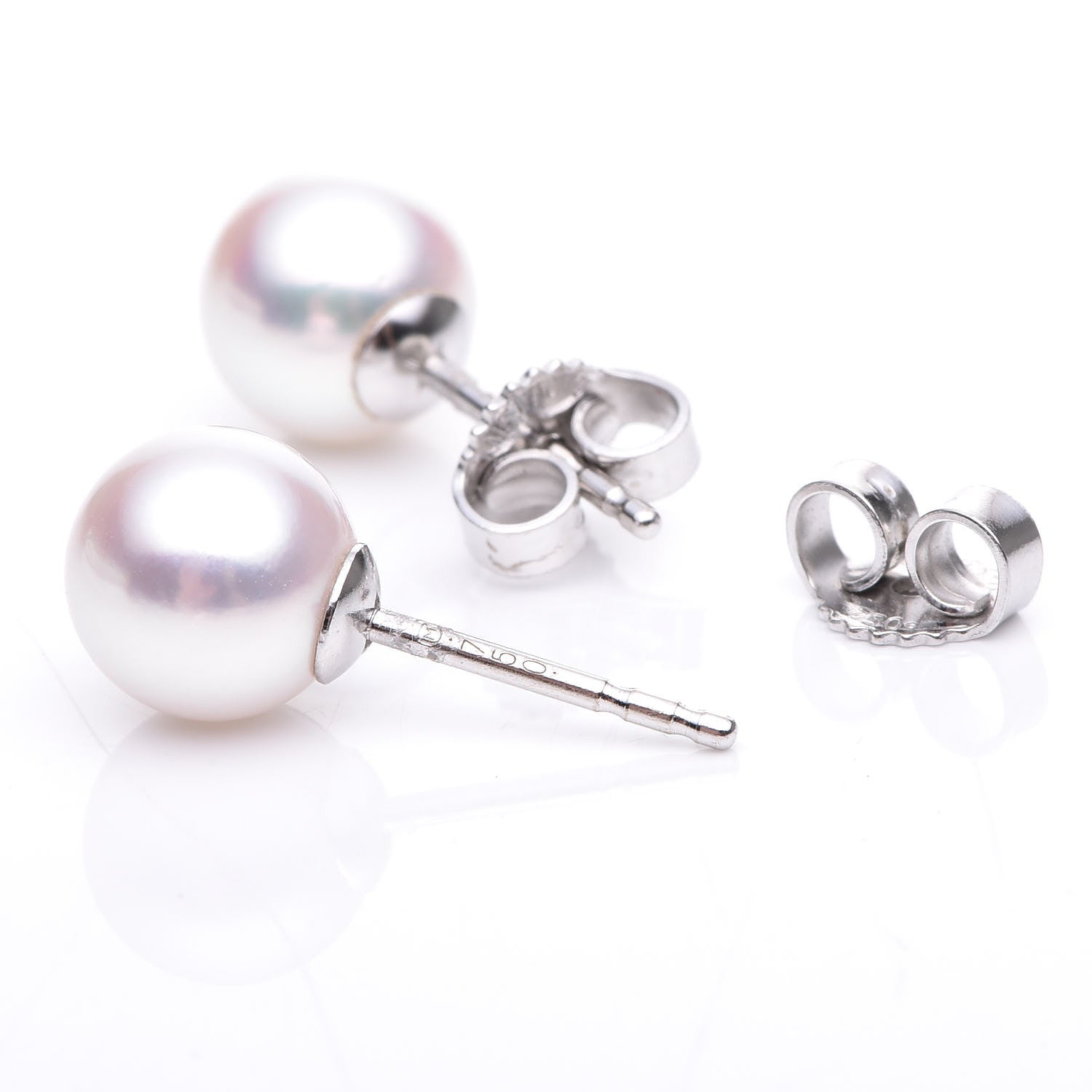 Mikimoto 18K White Gold Akoya Pearl 7mm Stud Earrings 5 of 6