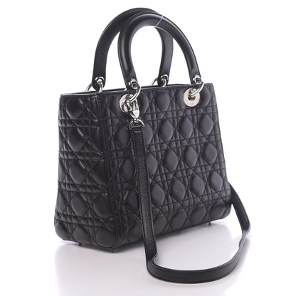 Christian Dior Lambskin Cannage Medium Lady Dior Black 3 of 11