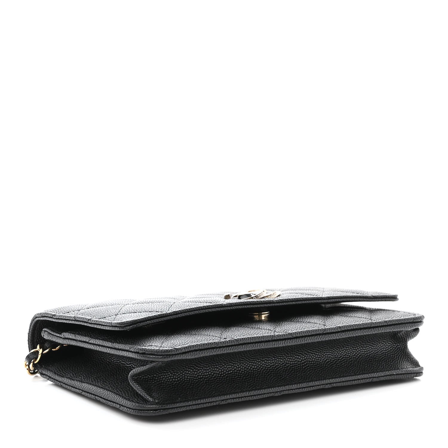 Chanel Caviar Quilted Crystal Enamel CC Wallet On Chain WOC Black 4 of 12