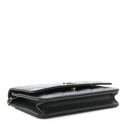 Chanel Caviar Quilted Crystal Enamel CC Wallet On Chain WOC Black 4 of 12