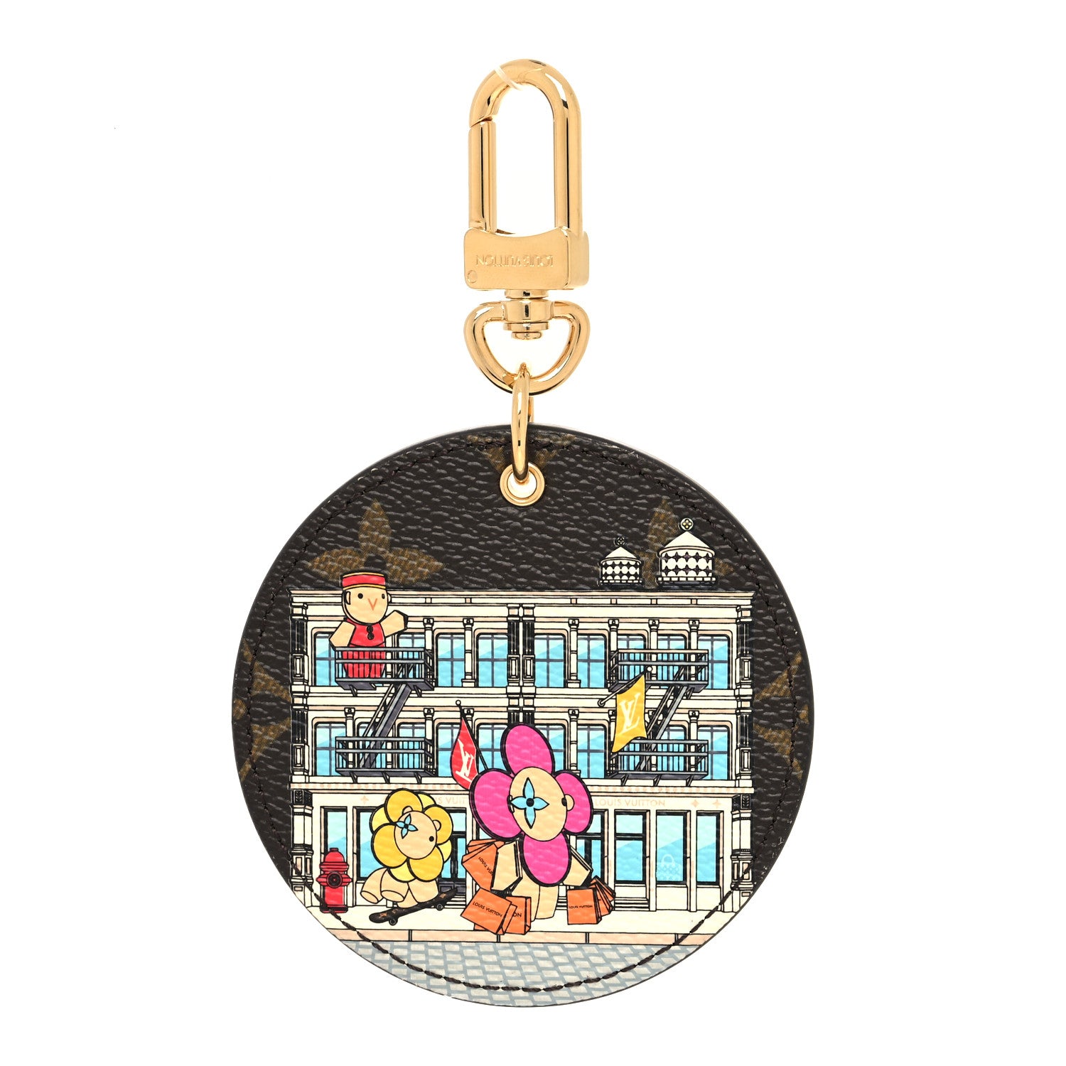 Louis Vuitton Monogram 2022 Christmas Animation New York Soho Bag Charm Key Ring Yellow 1 of 3