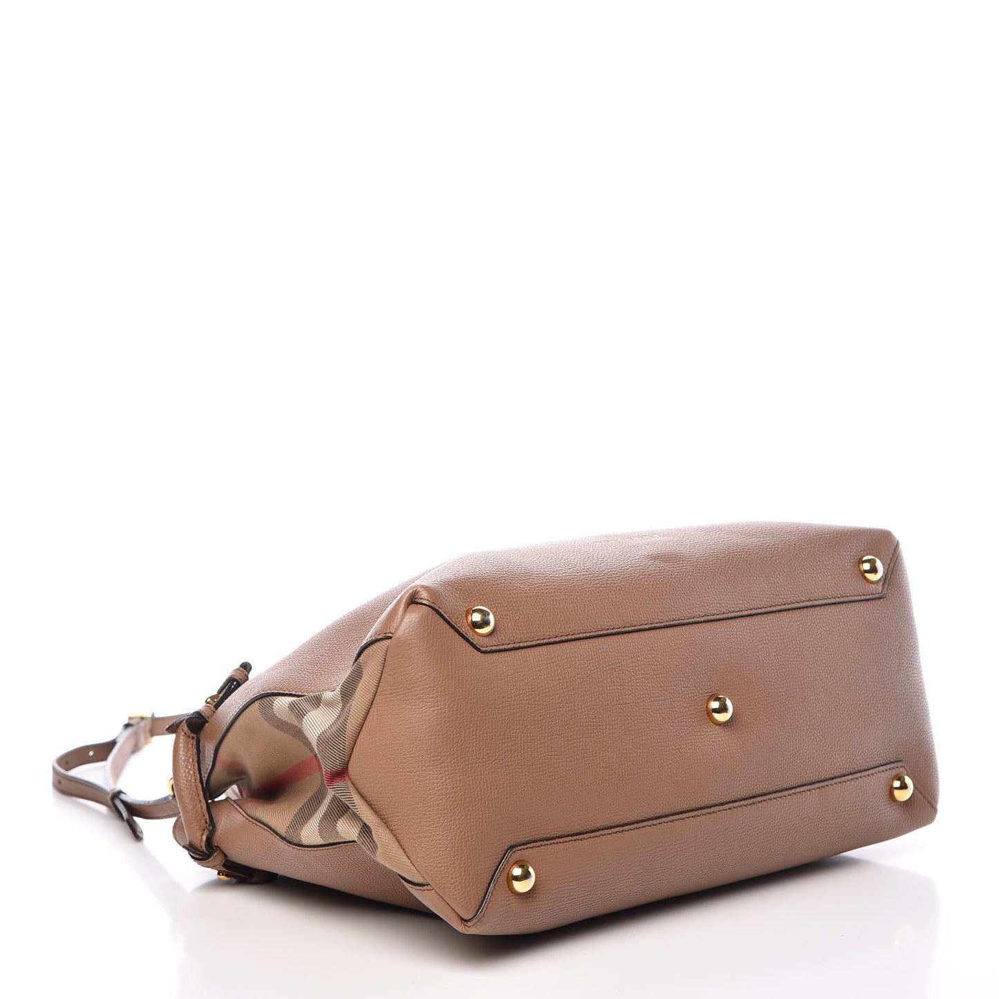 Grainy Calfskin House Check Medium Banner Tote Dark Sand