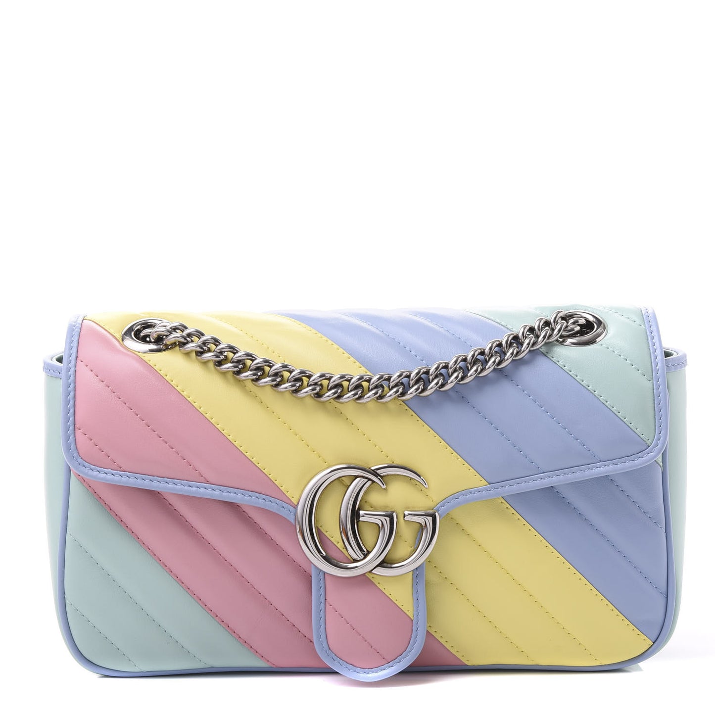 Calfskin Matelasse Diagonal Small GG Marmont Shoulder Bag Multicolor Pastel