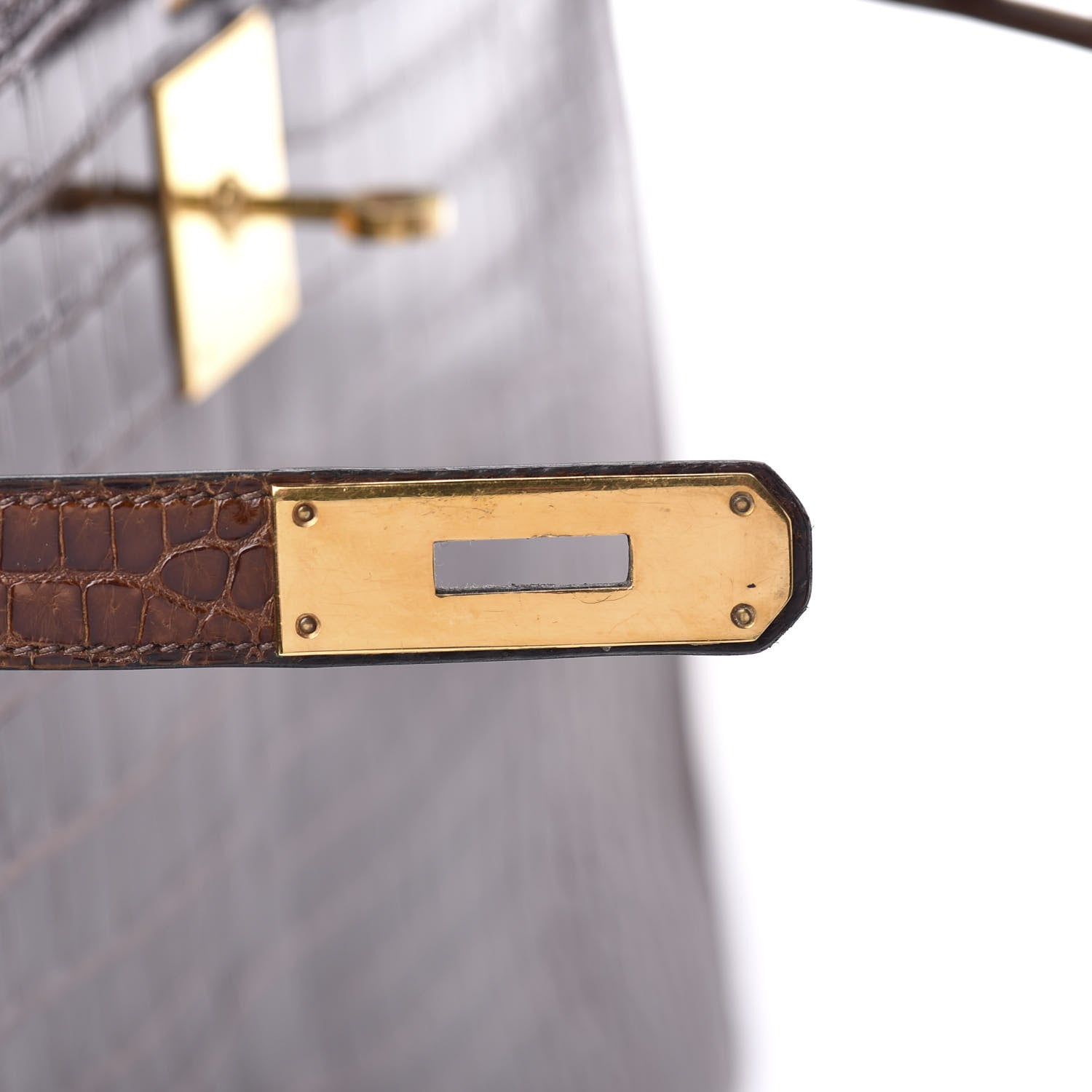 Hermes Shiny Niloticus Crocodile Kelly Sellier 32 Havane 17 of 30