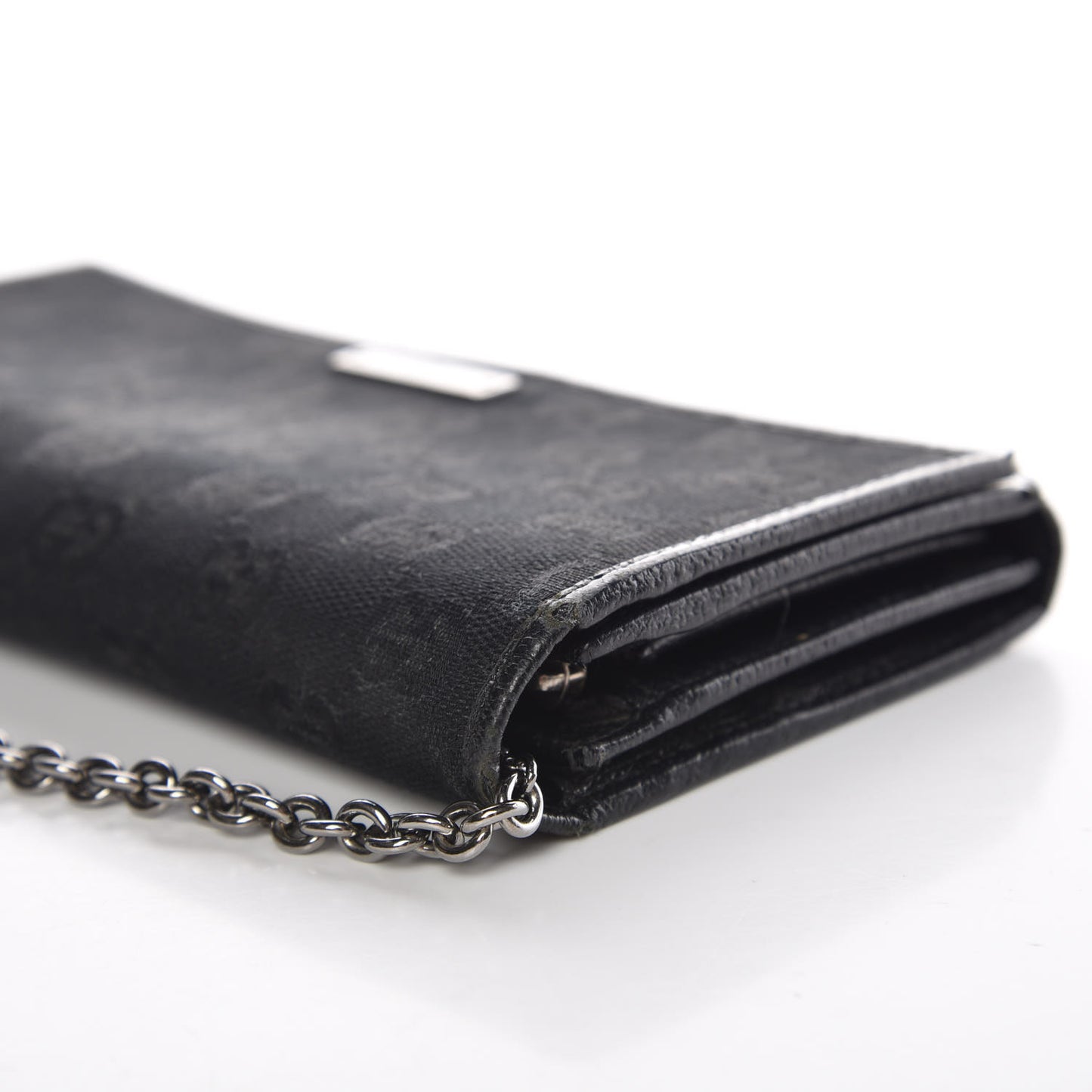 Monogram Metal Bar Chain Wallet Black