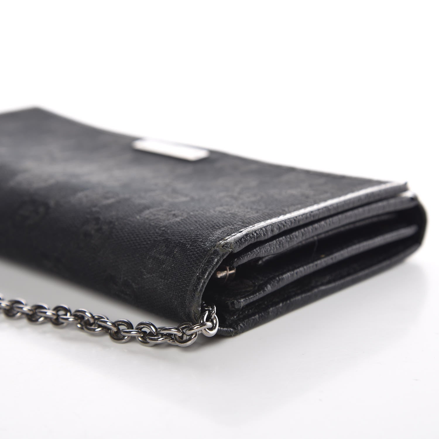 Gucci Monogram Metal Bar Chain Wallet Black 16 of 19