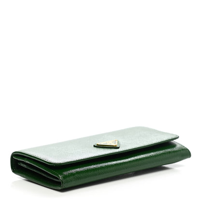 Prada Saffiano Vernice Triangle Continental Flap Wallet Biliardo 3 of 7