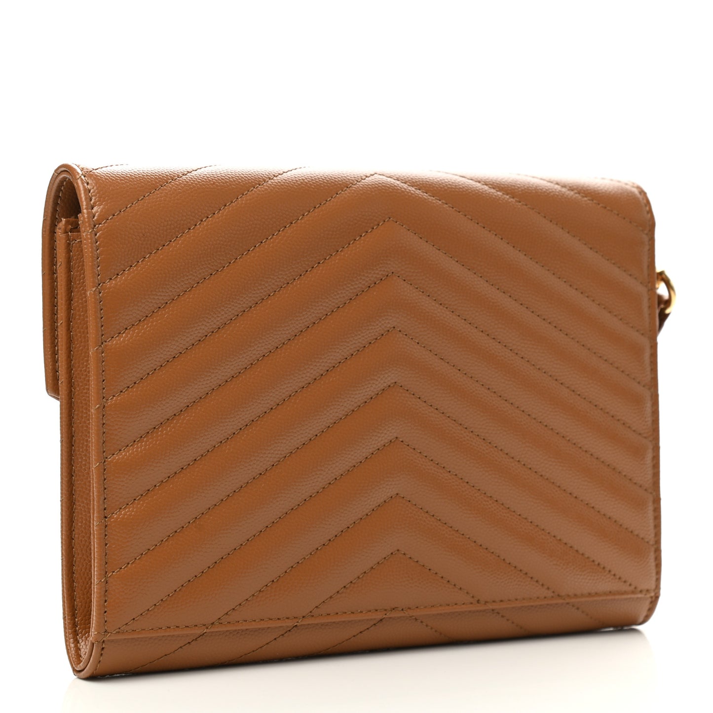 Grain De Poudre Matelasse Chevron Monogram Cassandre Flap Pouch Natural Dark