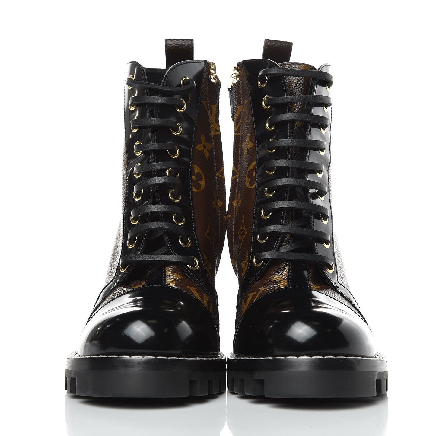 Patent Calfskin Monogram Star Trail Ankle Boots 38.5 Black
