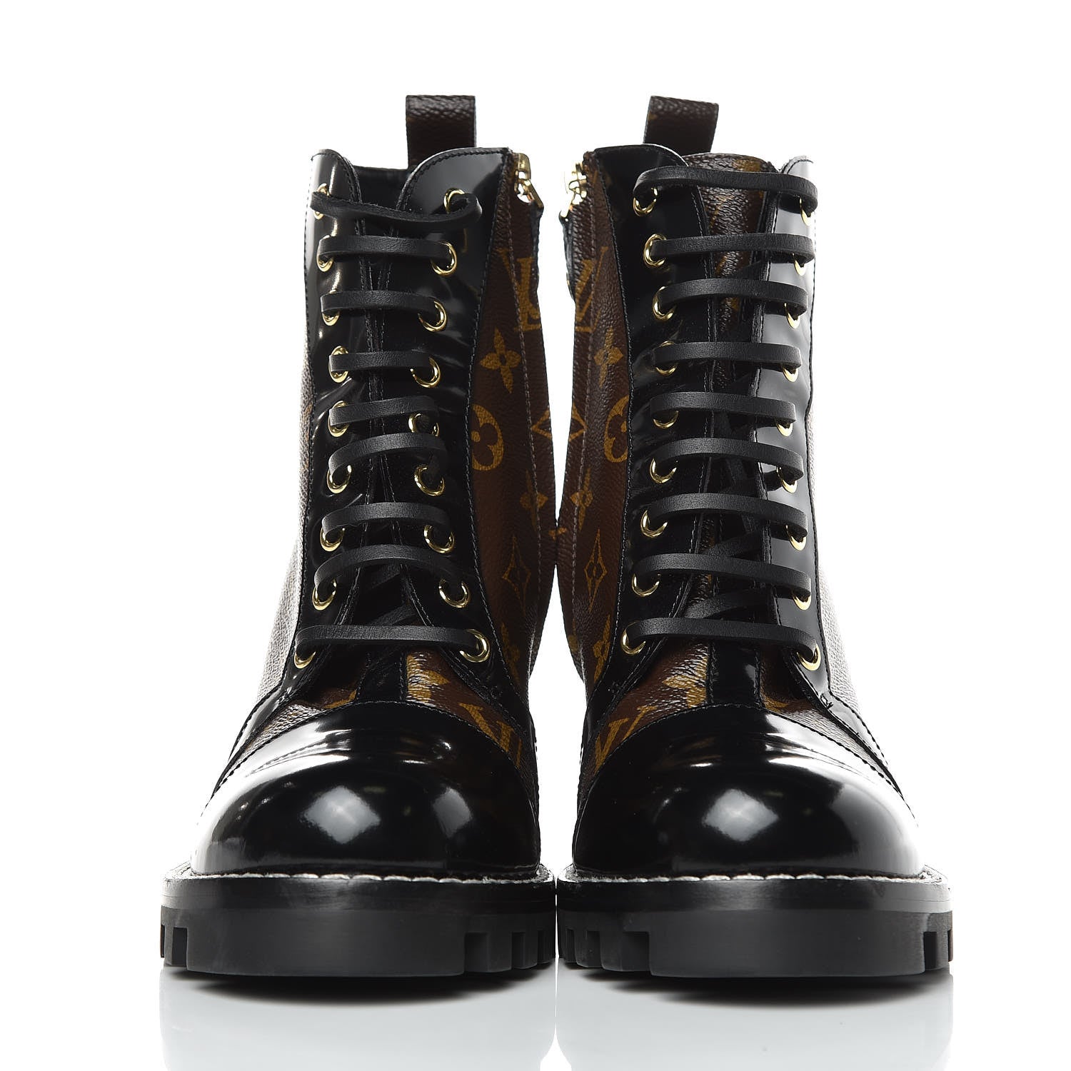 Louis Vuitton Patent Calfskin Monogram Star Trail Ankle Boots 38.5 Black 2 of 8