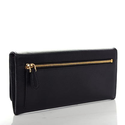 Prada Saffiano Double Wallet Black Fuoco 3 of 8
