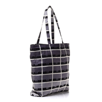 Chanel Jersey Fabric Quilted Foldable Tote With Chain Black Multicolor 4 of 13