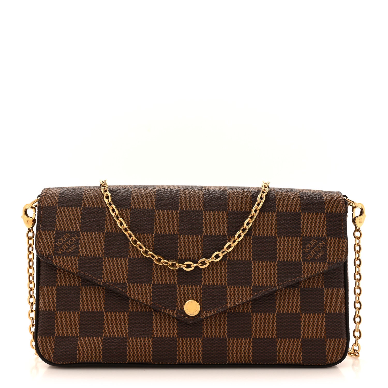 Louis Vuitton Damier Ebene Pochette Felicie Chain Wallet 1 of 14
