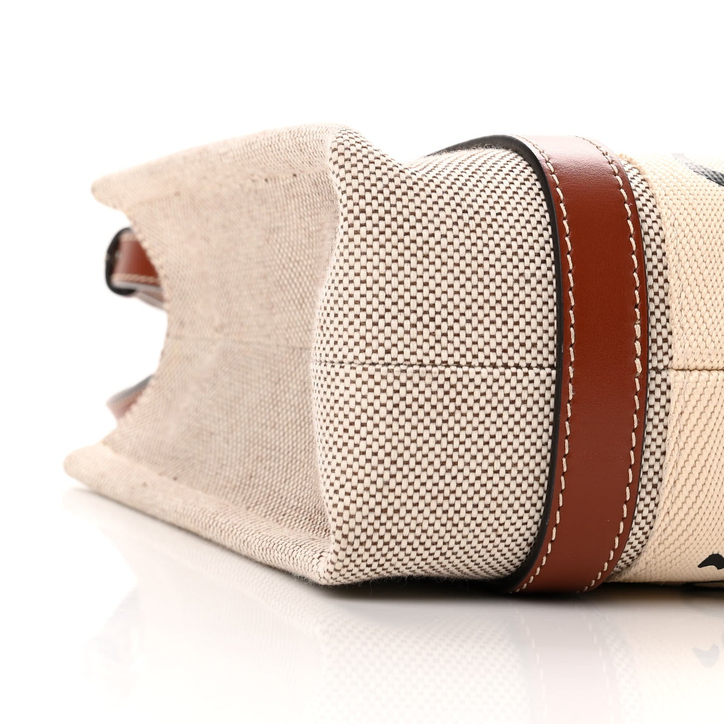 Cotton Calfskin Small Woody Ribbon Tote With Strap White Brown