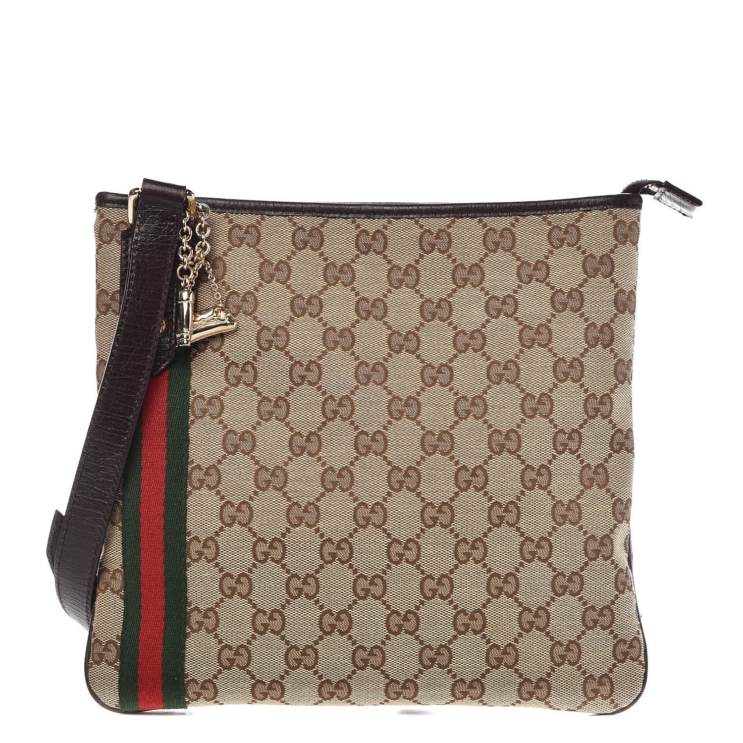 Gucci Monogram Web Jolicoeur Charms Messenger Dark Brown 1 of 8