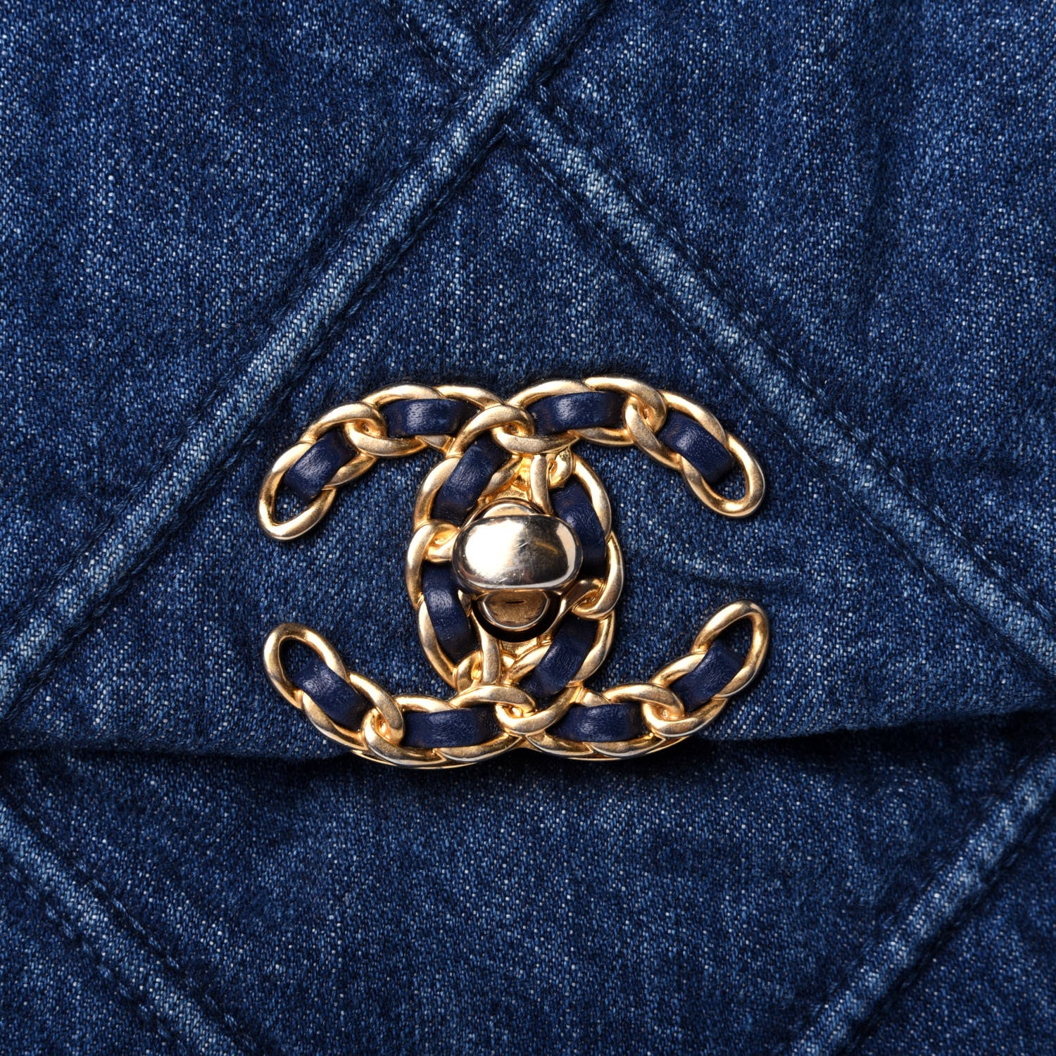 Chanel Denim Quilted Large Chanel 19 Flap Blue 11 of 12
