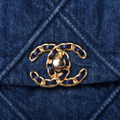 Chanel Denim Quilted Large Chanel 19 Flap Blue 11 of 12