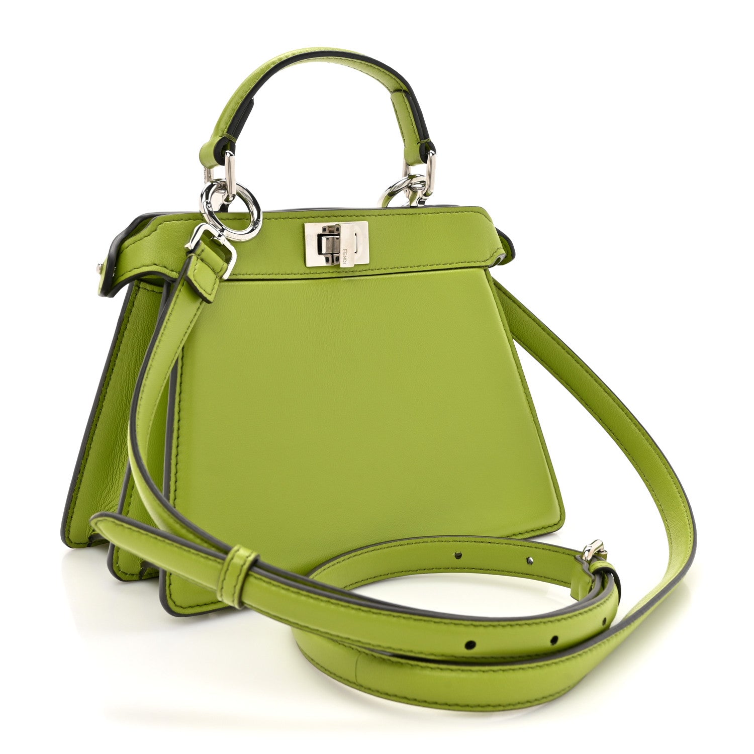 Fendi Shiny Nappa Petite Peekaboo I SEE U Satchel Verde Mela 3 of 16