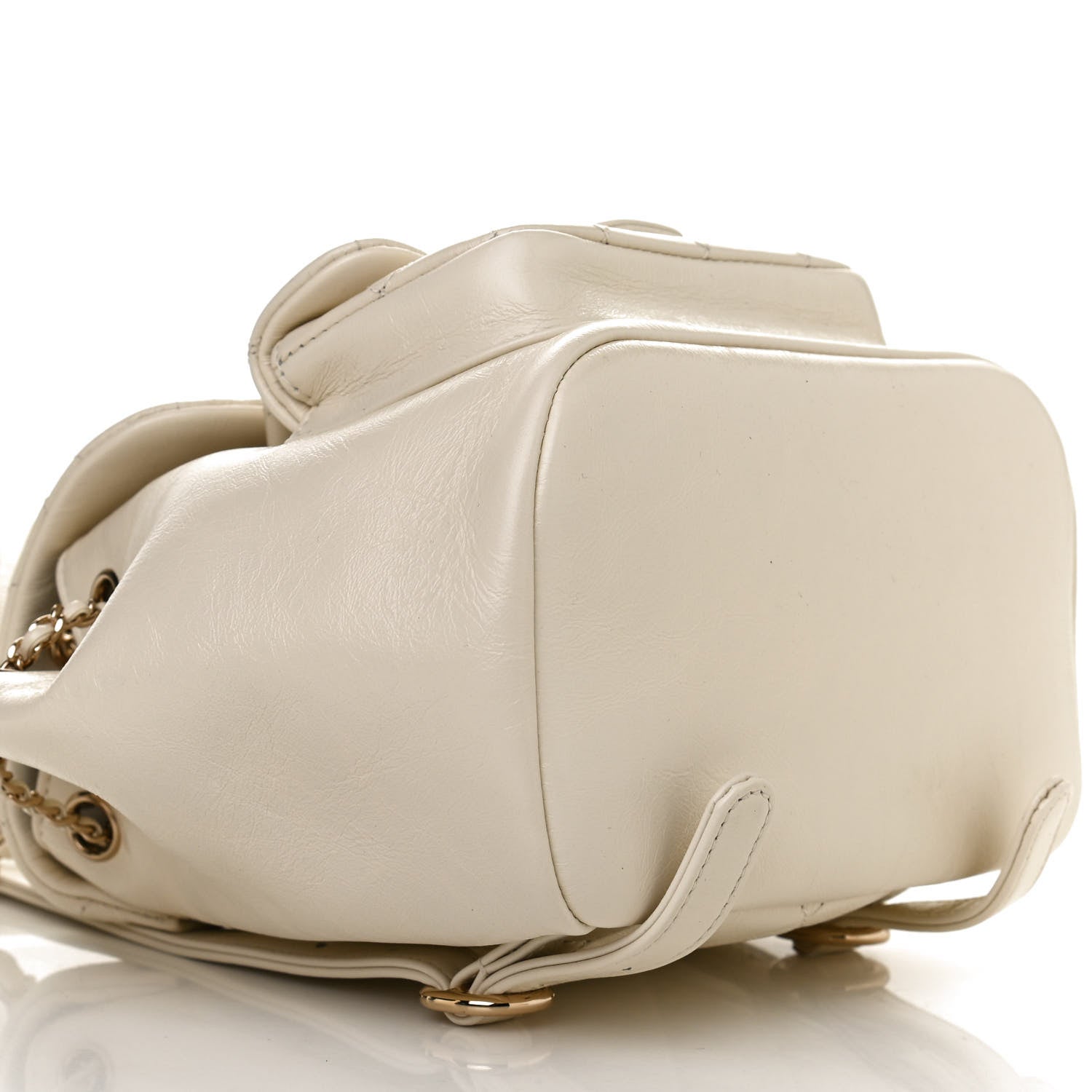Chanel Glazed Aged Calfskin Quilted Small Duma Drawstring Backpack White 9 of 10
